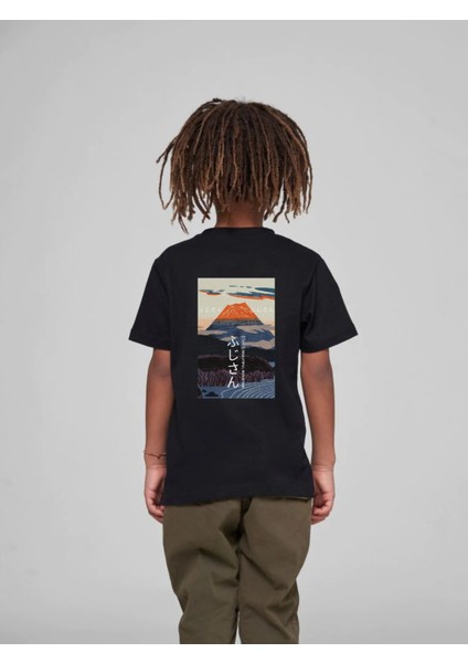 Çocuk Oversize Fujı Pamuklu Bisiklet Yaka Tişört