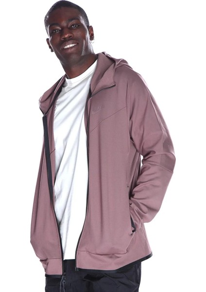 Sportswear Tech Fleece Lightweight Full-Zip Hoodie Erkek Kahverengi Fermuarlı Sweatshirt DX0822