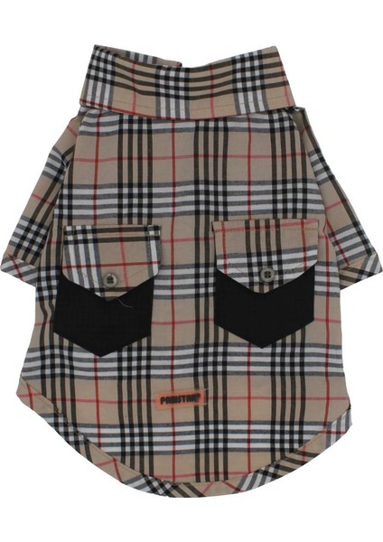 Bej Plaid Bej Ekose Büyük Köpek Gömleği Köpek Kıyafeti 15 45 kg