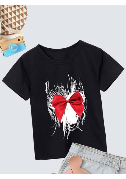 Rahat Kalıp Pamuklu Baskılı Siyah Çocuk T-Shirt