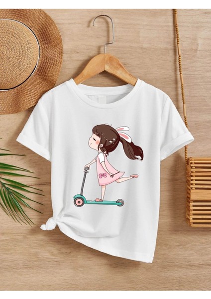 Rahat Kalıp Pamuklu Baskılı Çocuk T-Shirt