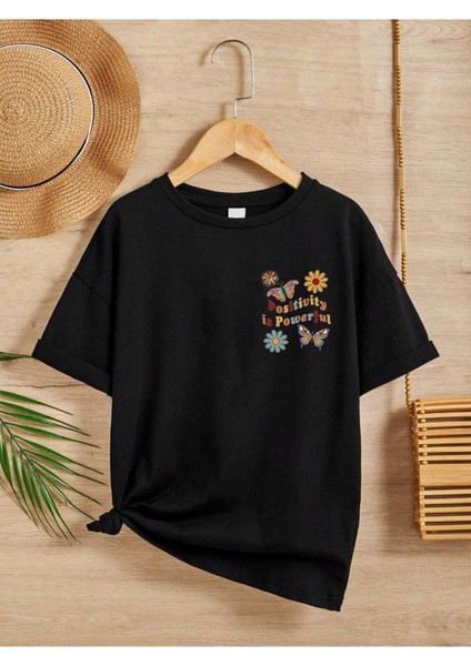 Rahat Kalıp Pamuklu Baskılı Çocuk T-Shirt