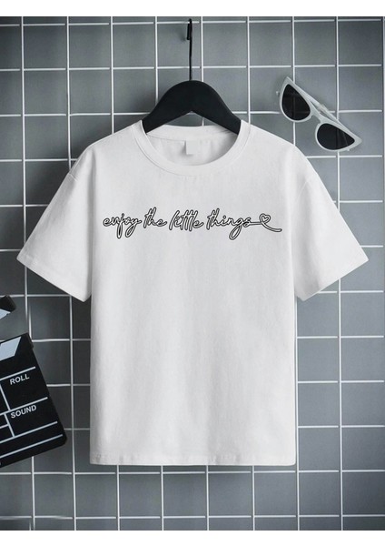 Rahat Kalıp Pamuklu Baskılı Siyah Çocuk T-Shirt