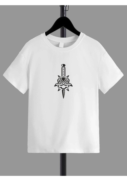Rahat Kalıp Pamuklu Baskılı Beyaz Çocuk T-Shirt