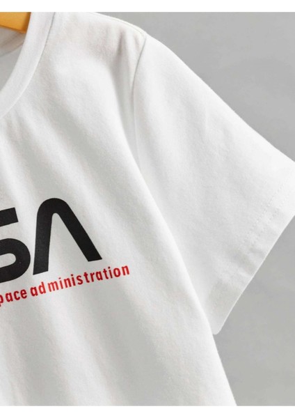 Rahat Kalıp Pamuklu Nasa Baskılı Çocuk T-Shirt modelleri