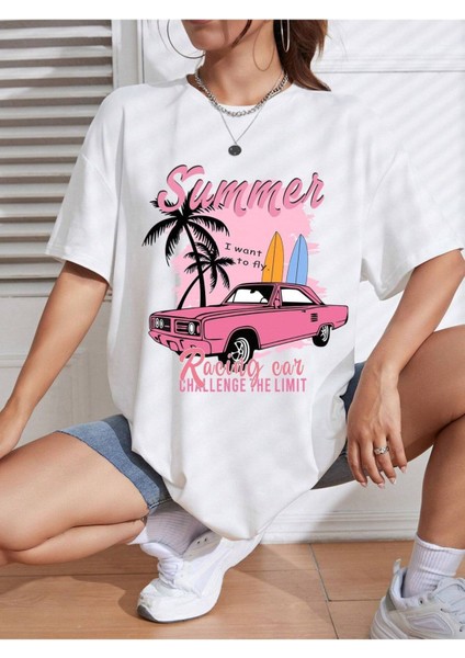 Summer Baskılı Oversize Tshırt