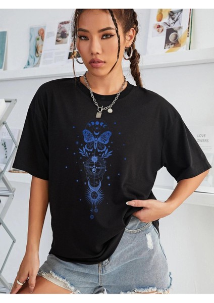 Çizim Kelebek Baskılı Oversize Tshırt fiyatları