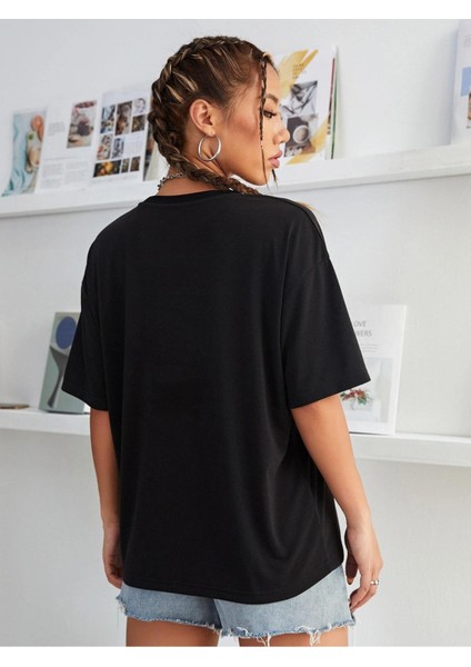 Çizim Kelebek Baskılı Oversize Tshırt modelleri