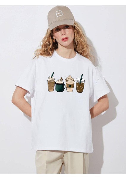 Coffe Baskılı Oversize Tshırt