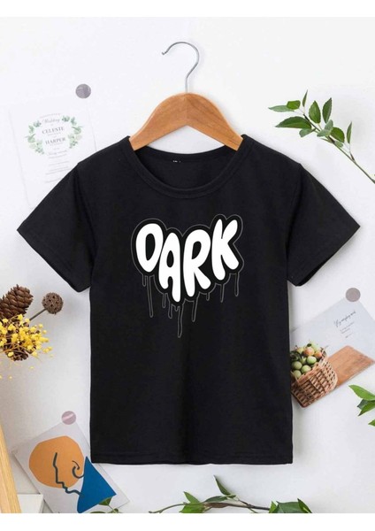 Rahat Kalıp Pamuklu Baskılı Siyah Çocuk T-Shirt