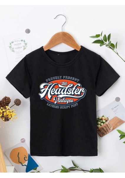 Rahat Kalıp Pamuklu Baskılı Siyah Çocuk T-Shirt