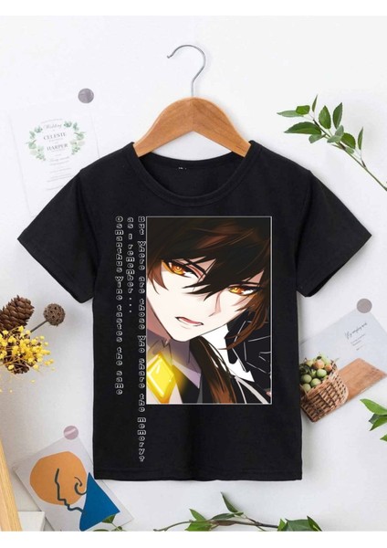 Rahat Kalıp Pamuklu Baskılı Siyah Çocuk T-Shirt