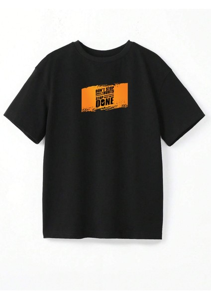 Stop Done Baskılı Oversize Tshırt