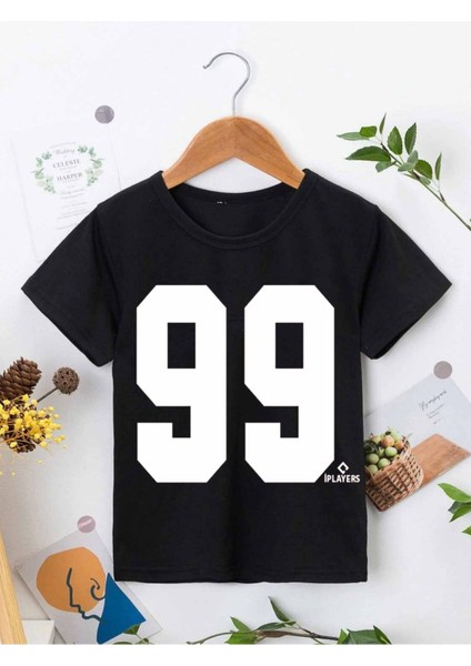 Rahat Kalıp Pamuklu Baskılı Siyah Çocuk T-Shirt