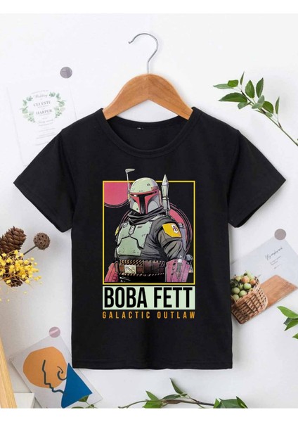 Rahat Kalıp Pamuklu Baskılı Siyah Çocuk T-Shirt