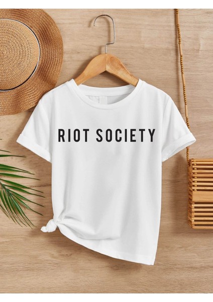 Rahat Kalıp Pamuklu Baskılı Beyaz Çocuk T-Shirt