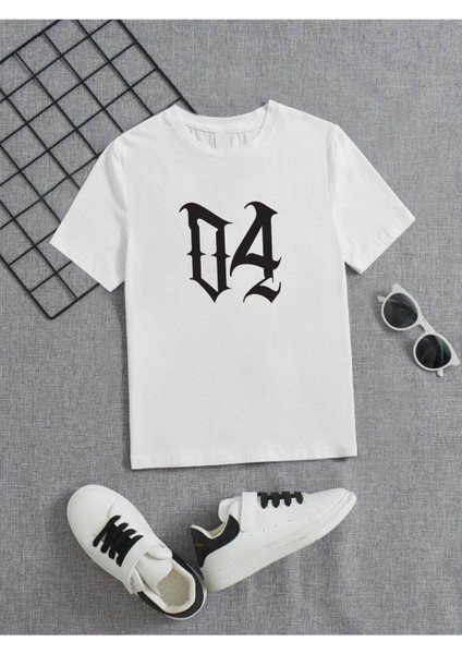 Rahat Kalıp Pamuklu Baskılı Beyaz Çocuk T-Shirt