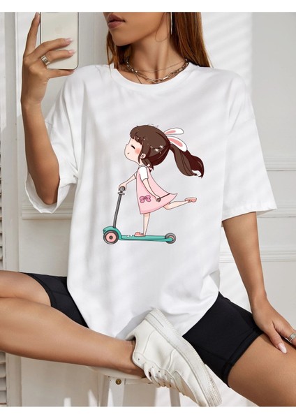Şirin Kız Baskılı Oversize Tshırt