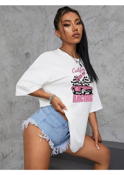 Racıng Baskılı Oversize Tshırt modelleri