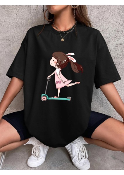 Şirin Kız Baskılı Oversize Tshırt