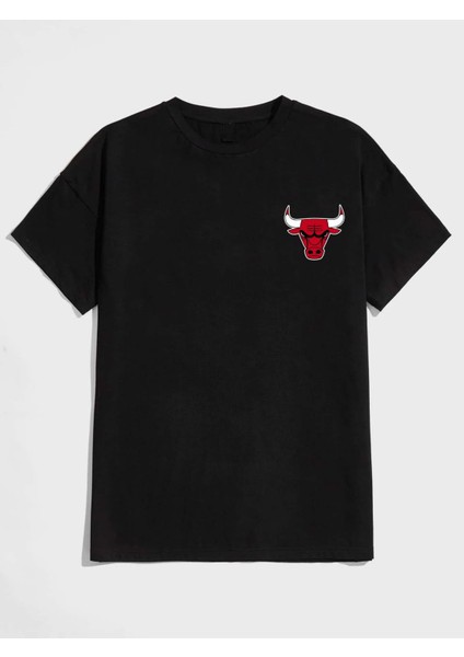 Kırmızı Boğa Baskılı Oversize Tshırt