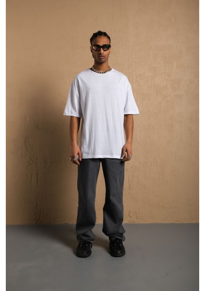 Pamuk Boyfriend Bisiklet Yaka Örme T-Shirt