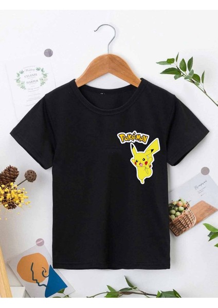 Rahat Kalıp Pamuklu Baskılı Siyah Çocuk T-Shirt