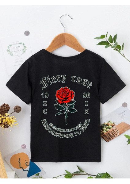 Rahat Kalıp Pamuklu Baskılı Siyah Çocuk T-Shirt fiyatları