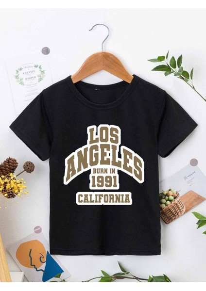 Rahat Kalıp Pamuklu Baskılı Siyah Çocuk T-Shirt