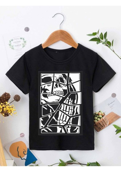 Rahat Kalıp Pamuklu Baskılı Siyah Çocuk T-Shirt