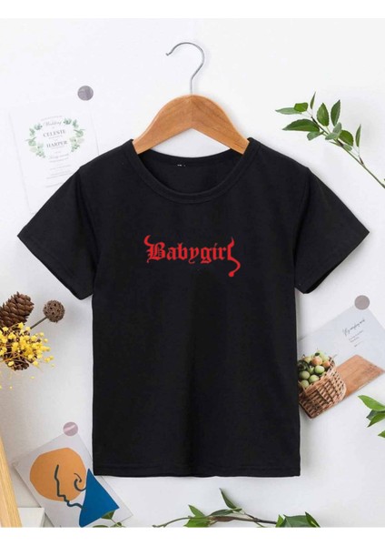 Rahat Kalıp Pamuklu Baskılı Siyah Çocuk T-Shirt