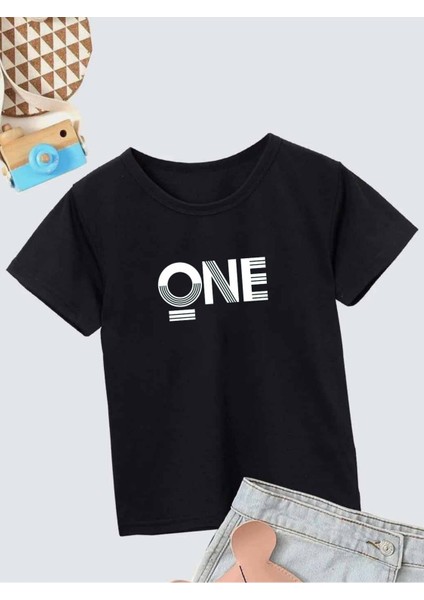 Rahat Kalıp Pamuklu Baskılı Siyah Çocuk T-Shirt