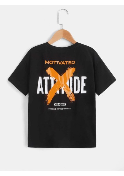 Rahat Kalıp Pamuklu Motıvated Baskılı Çocuk T-Shirt