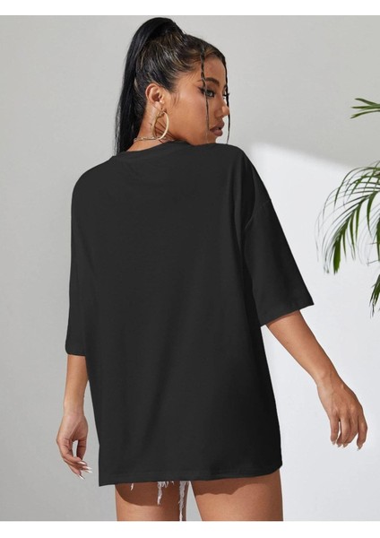 Tea Baskılı Oversize Tshırt modelleri