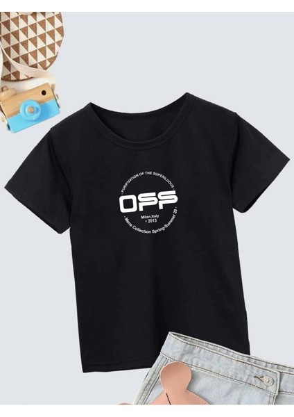 Rahat Kalıp Pamuklu Baskılı Siyah Çocuk T-Shirt
