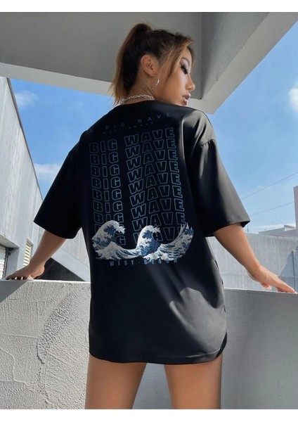 Dalga Baskılı Oversize Tshırt fiyatları