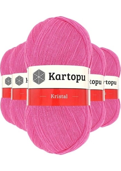 5 Adet Kristal Çift Katlı El Örgü Lif Ipi Şeker Pembe K772