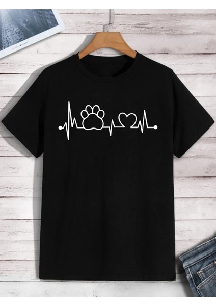 Pati Kalp Baskılı Oversize Tshırt