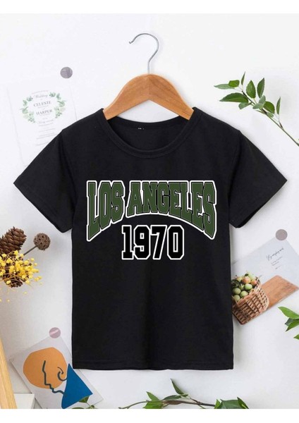 Rahat Kalıp Pamuklu Baskılı Siyah Çocuk T-Shirt