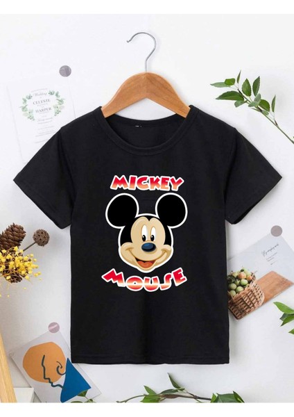 Rahat Kalıp Pamuklu Baskılı Siyah Çocuk T-Shirt