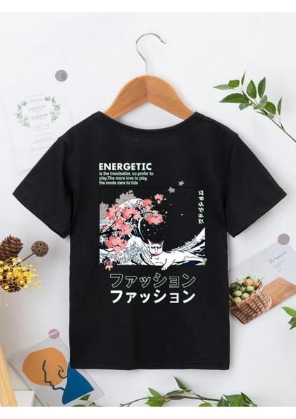 Rahat Kalıp Pamuklu Baskılı Siyah Çocuk T-Shirt fiyatları