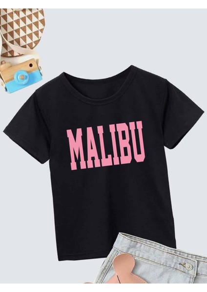 Rahat Kalıp Pamuklu Baskılı Siyah Çocuk T-Shirt