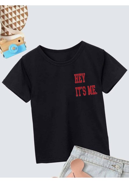 Rahat Kalıp Pamuklu Baskılı Siyah Çocuk T-Shirt