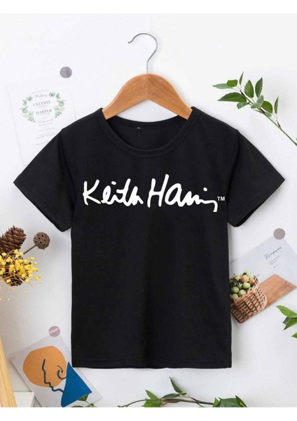 Rahat Kalıp Pamuklu Baskılı Siyah Çocuk T-Shirt