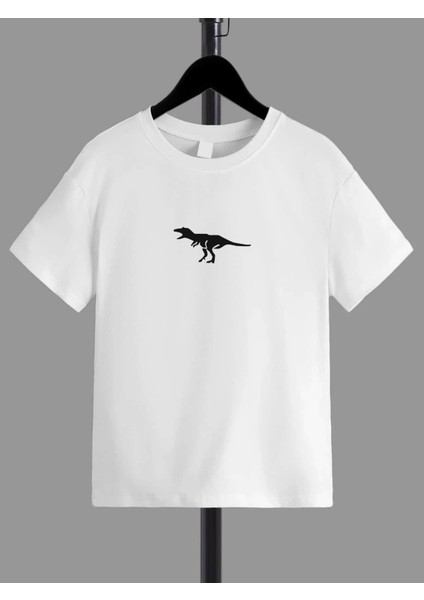 Rahat Kalıp Pamuklu Baskılı Beyaz Çocuk T-Shirt
