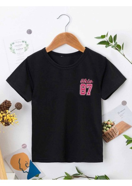 Rahat Kalıp Pamuklu Baskılı Siyah Çocuk T-Shirt