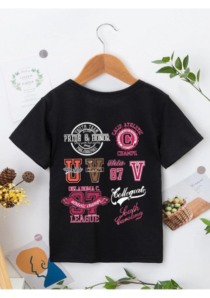 Rahat Kalıp Pamuklu Baskılı Siyah Çocuk T-Shirt fiyatları