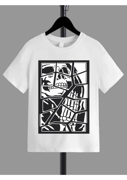 Rahat Kalıp Pamuklu Baskılı Beyaz Çocuk T-Shirt