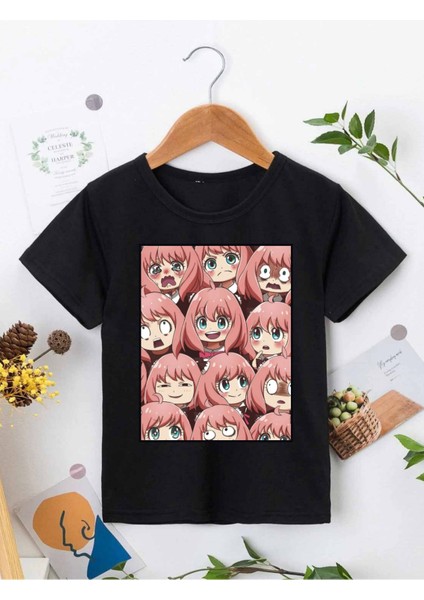 Rahat Kalıp Pamuklu Baskılı Siyah Çocuk T-Shirt