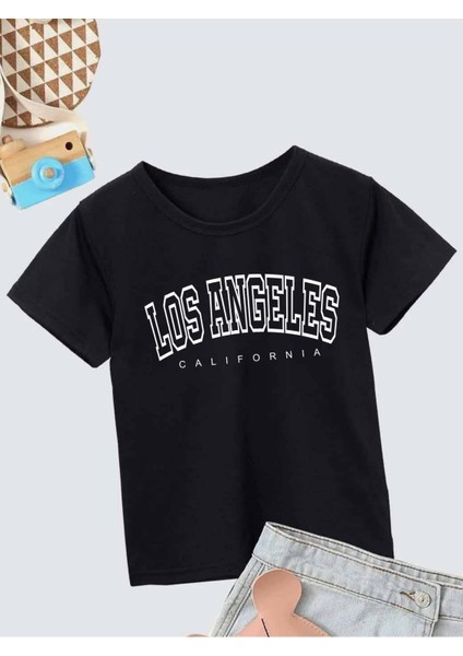 Rahat Kalıp Pamuklu Baskılı Siyah Çocuk T-Shirt